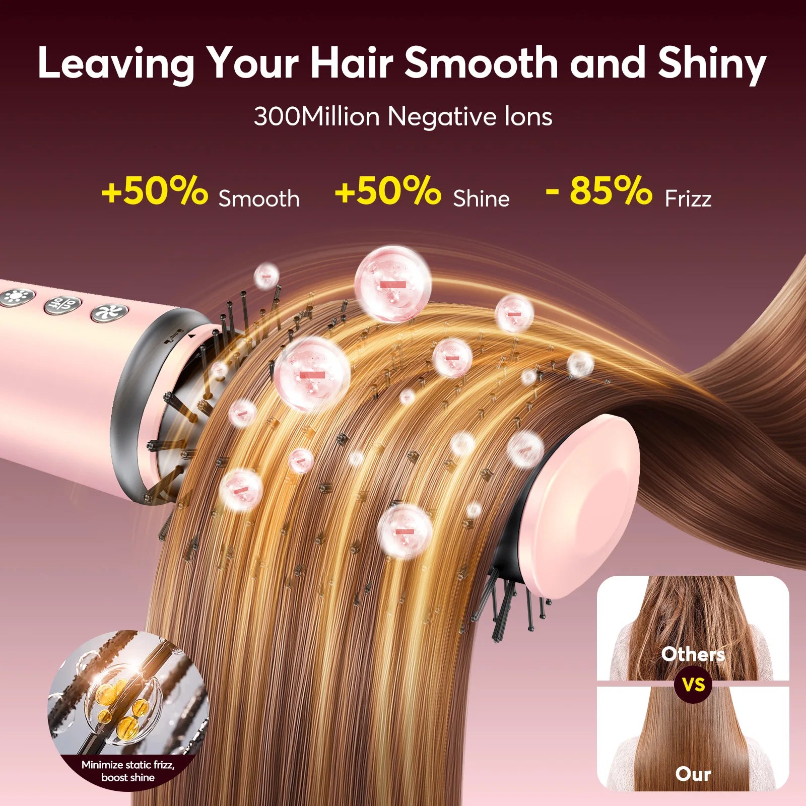 High Speed ​​5 in 1 Hair Dryer Hot Air Comb Set,Hair Brush Curling Iron Hair Straightener Styling Tool For Blow Dryer Gift Box