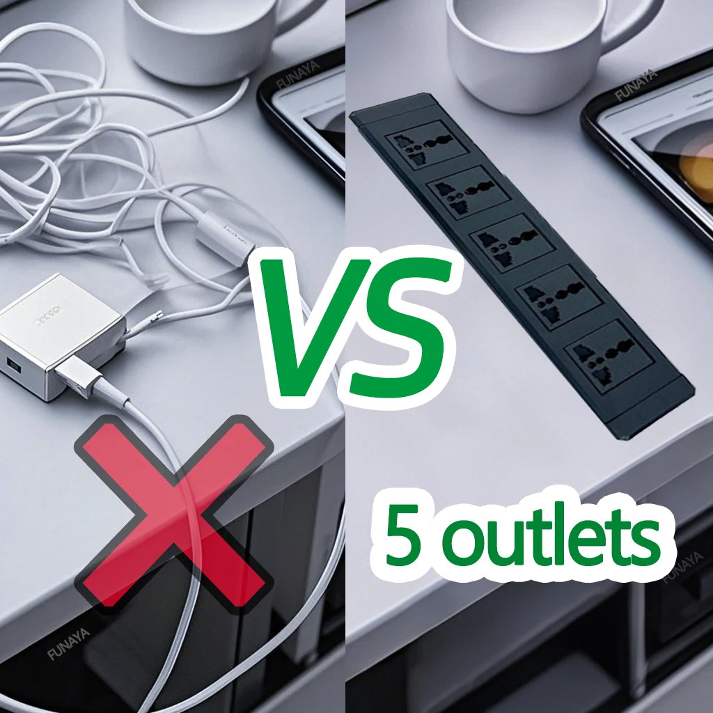 Built-in Desktop Recessed Electrical Socket Universal Outlet UK EU AU US Multi-plug with USB Type-c Hidden Sockets for Furniture