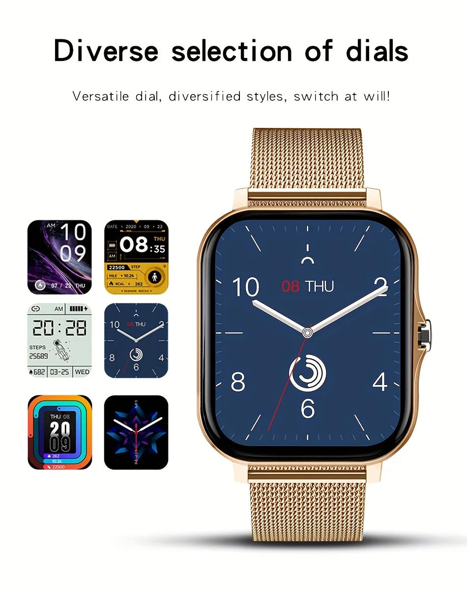 Exclusive 1PC Smart Watch Featuring Wireless Calling, Digital Display, Electronic Movement, Silicone and Stainless Steel Band