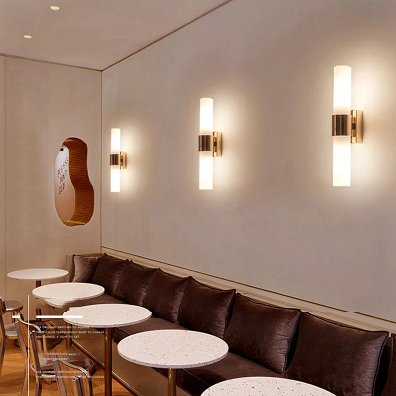 Modern Gold Tube LED Wall Lamp for Living Room Decoration