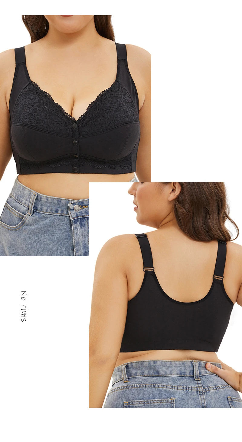 Large size AG lace bra, push-up bra, no underwire, front closure