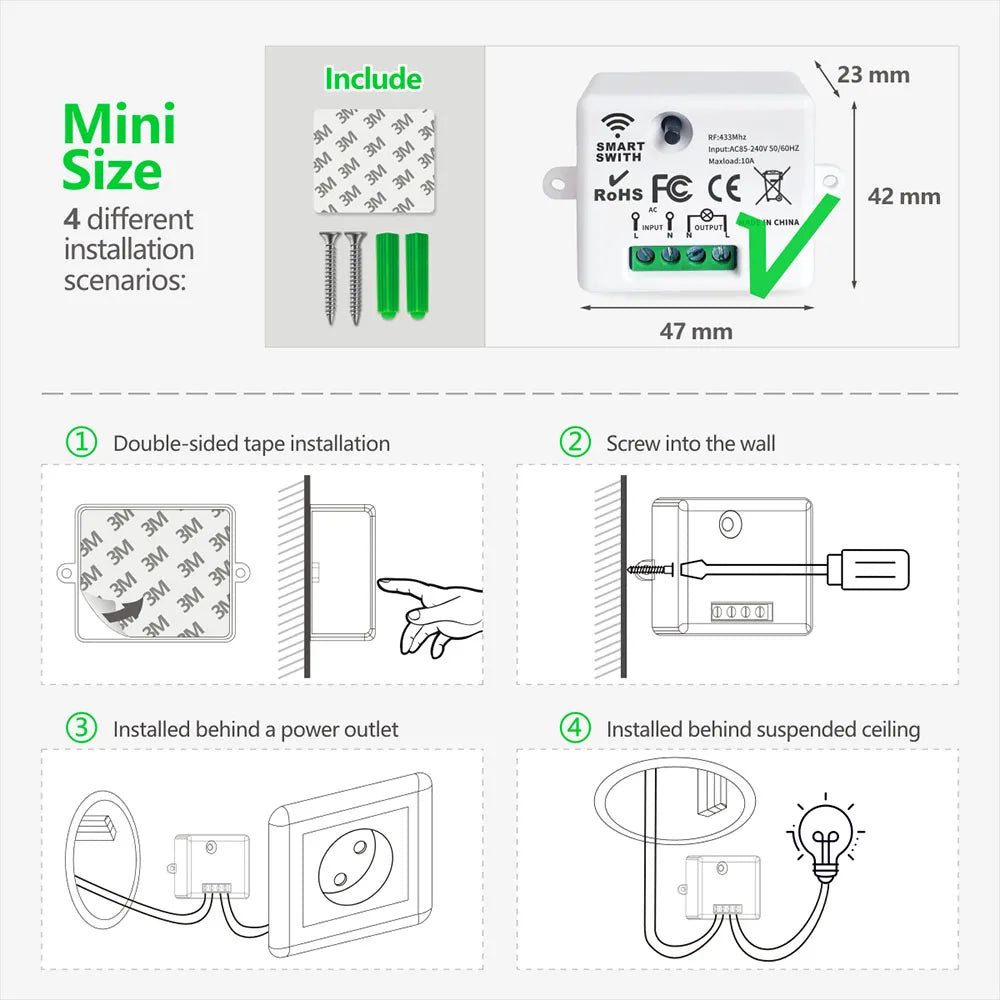 Battery Free Kinetic Wireless Switch For LED Lights