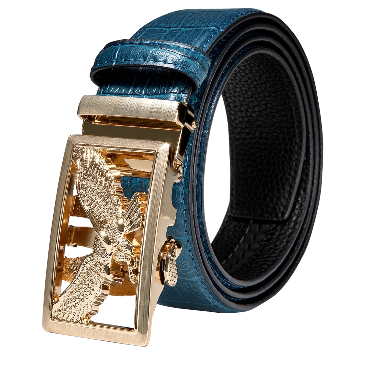 Green Crocodile Leather Belt with Automatic Gold Buckle 2020
