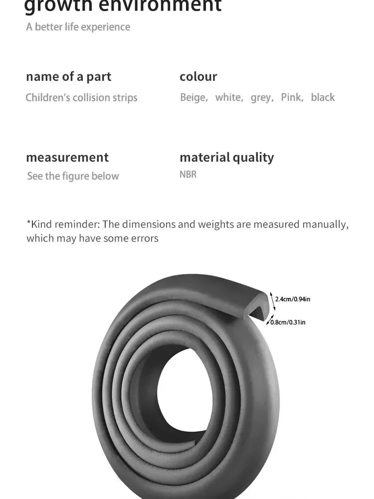 2M Child Bumper Strips Baby Safety Anti-collision Soft Table Edge L-shaped Protector Strip Safety Table Corner Protection Strips