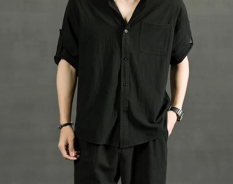 Áo Sơ Mi Trắng Nam Linen Cotton Ngắn Tay Thời Trang - Daisan Mart