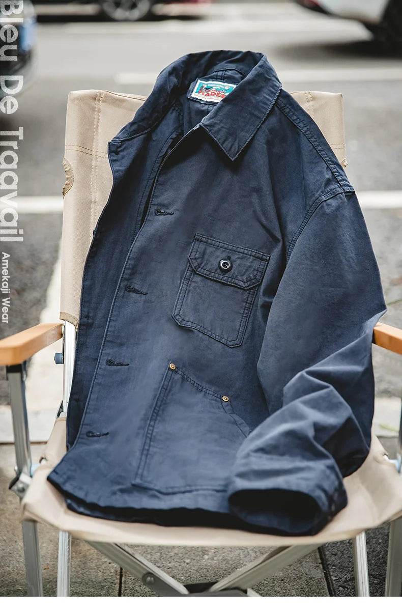 Maden Navy Men's Jacket Multi-Pocket Comfortable Spring Autumn