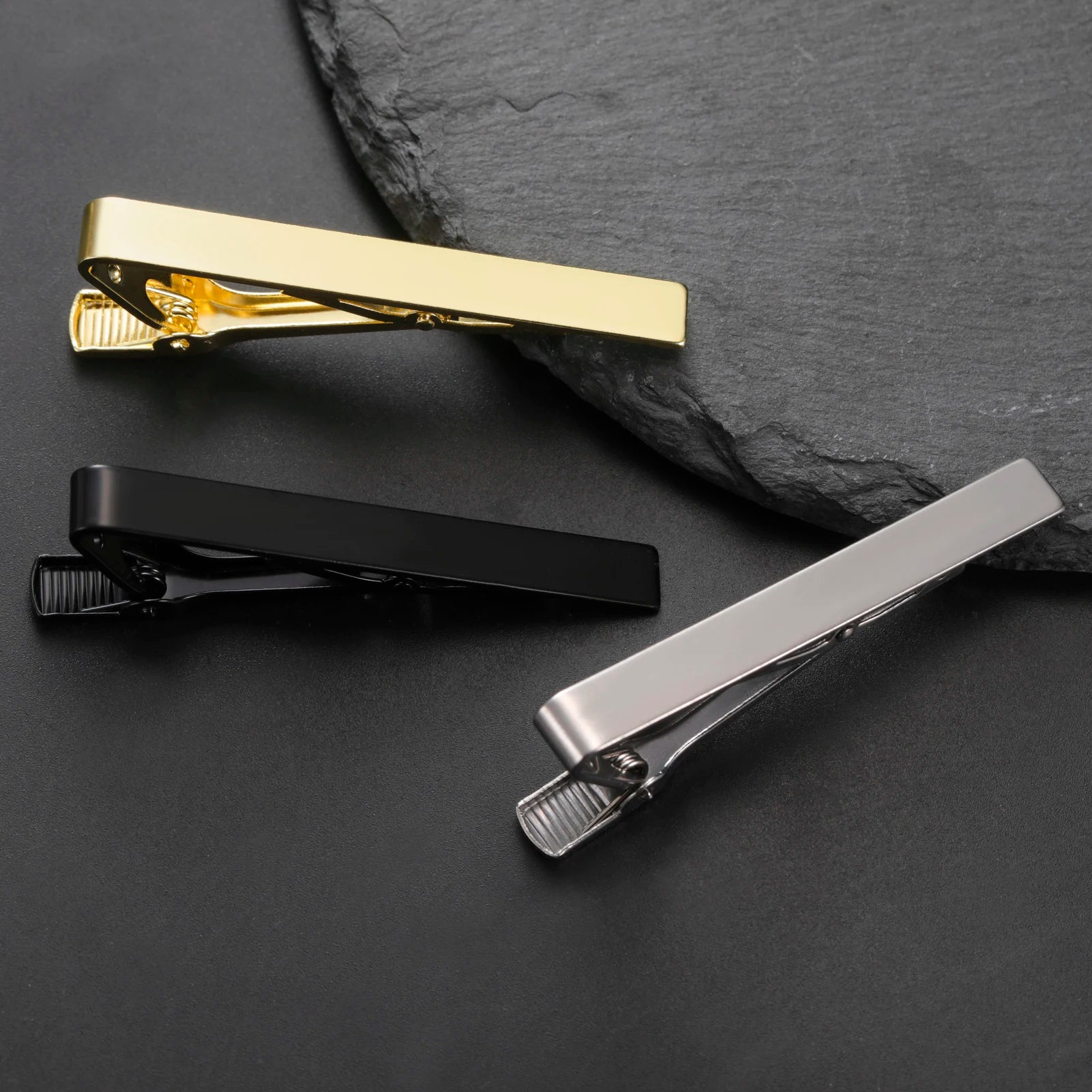 Kẹp Cà Vạt Nam Teamer Mạ Vàng Đen Thanh Lịch