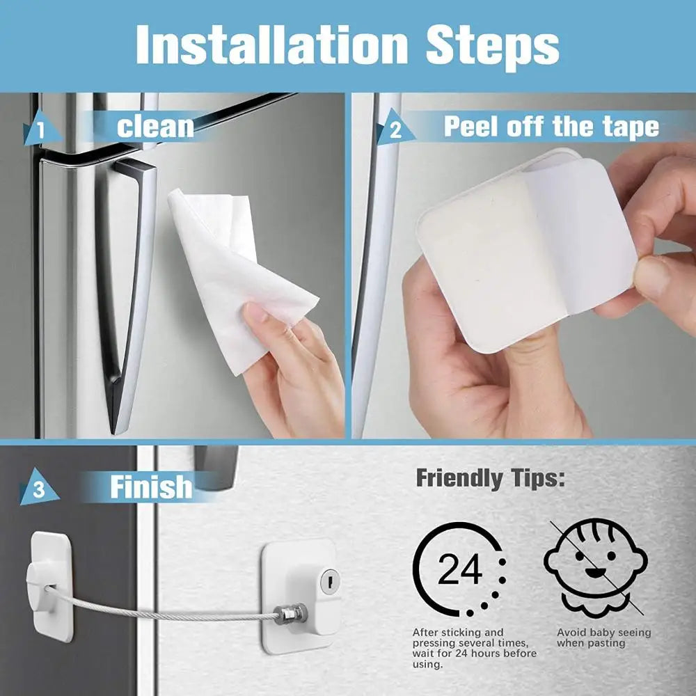Baby Safety Refrigerator Lock With Keys or Coded Lock Infant Cabinet Locks Sliding Closet Door Lock Children Protection - Daisan Mart