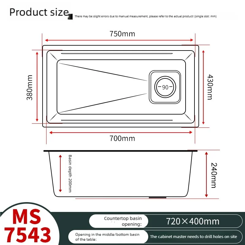 316L Stainless Steels Kitchen Sink Scratch and Grease Resistant Large Single Slot Household Left Right Mount Undermount Basin - Daisan Mart