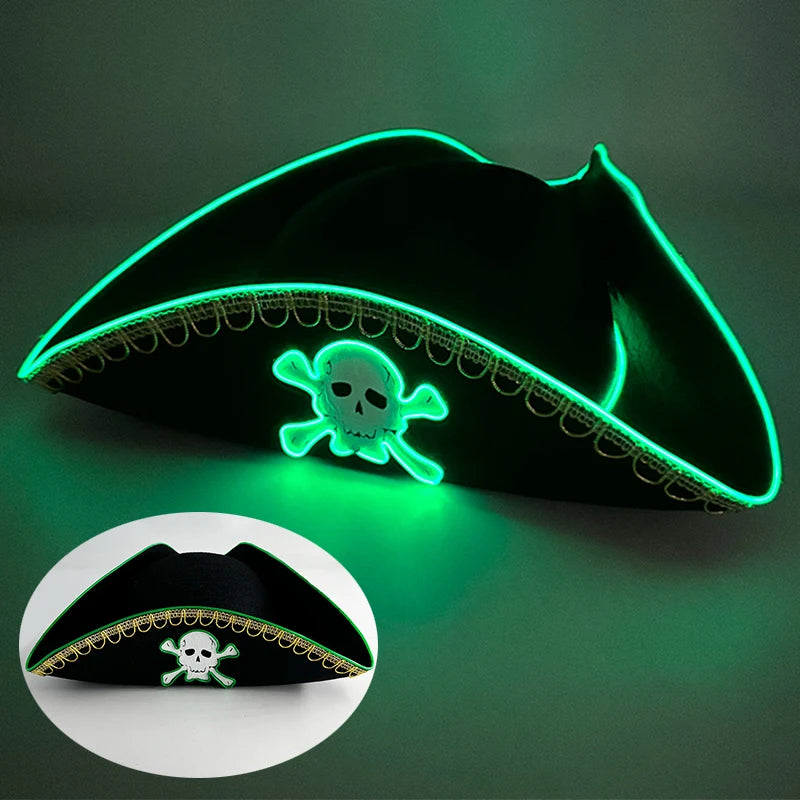 Halloween LED Light-Up Pirate Hat Skull Pattern