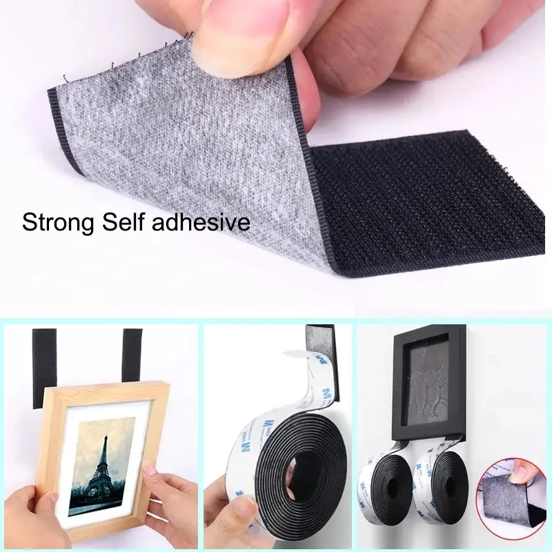 3M 9448A Black Double-Sided Self Adhesive 3m 16-38mm Strong Non-Trace High Temperature Resistant Hook and Loop Fastener Tape - Daisan Mart