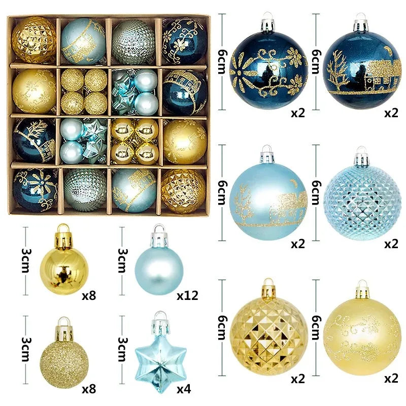 Christmas Balls for Tree Decoration 44 Pieces 3/6CM