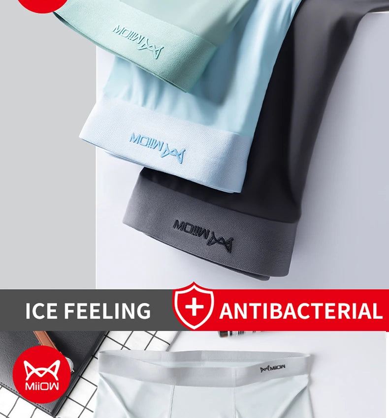 MiiOW Men's Underwear 3PCS Cold Silk Antibacterial L-5XL