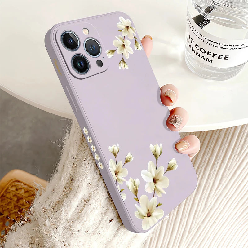 Ốp Lưng Hoa Trắng Xinh Cho iPhone Chống Sốc Silicon
