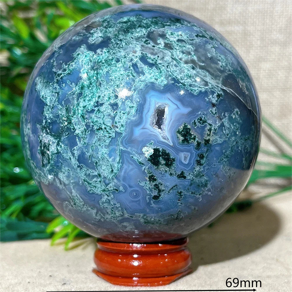 Moss Agate Ball - Spiritual Power &amp; Decoration