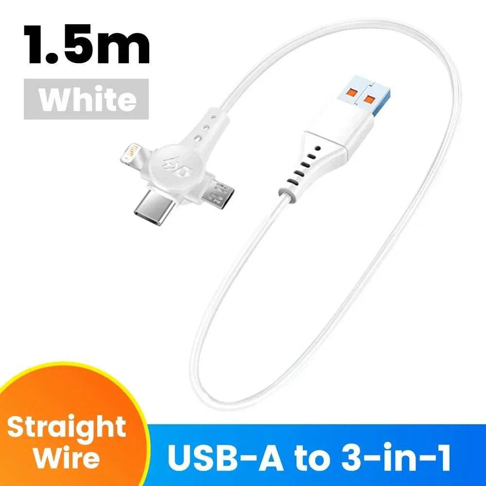 Cáp Sạc Nhanh 3in1 120W Rút Gọn Lò Xo Đa Năng - Daisan Mart
