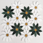 Building materials marble white-green stone mosaic sunflower toilet balcony residential hotel floor decoration background wall - Daisan Mart