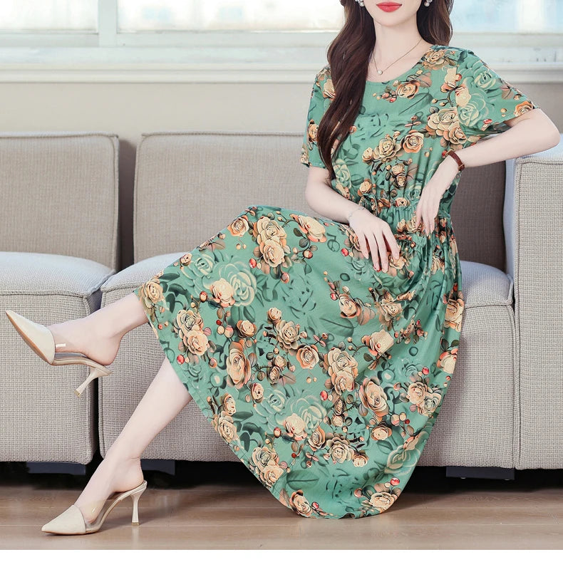 Đầm Suông Nữ Hè 2025 - Thiết Kế Thanh Lịch In Họa Tiết - Daisan Mart