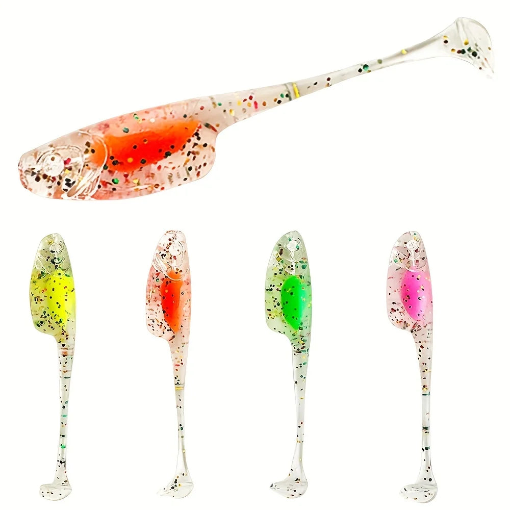 Bộ 24 Mồi Giả Mềm + 12 Lưỡi Câu Jig Đa Sắc 2inch