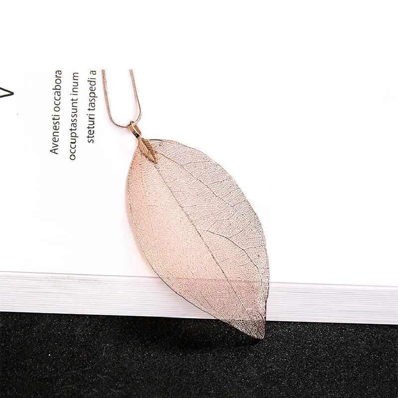 Women's Fashion Simple Punk Silver Leaf Necklace