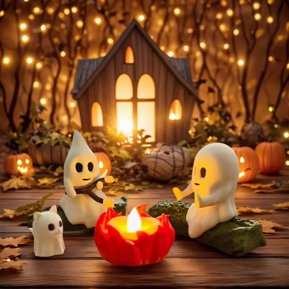 3D LED Ghost Campfire Lamp Cute Halloween Decoration