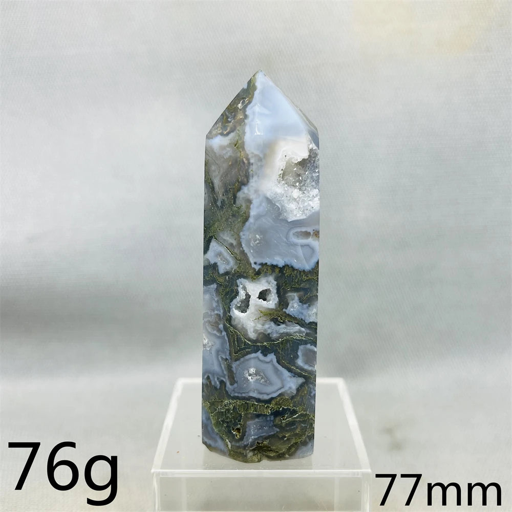 Natural Moss Agate Tower - Super Energy