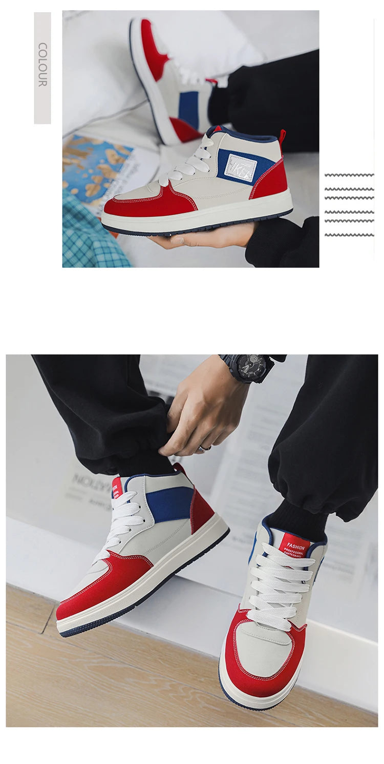 Men's Leopard Print Skater High Top Shoes