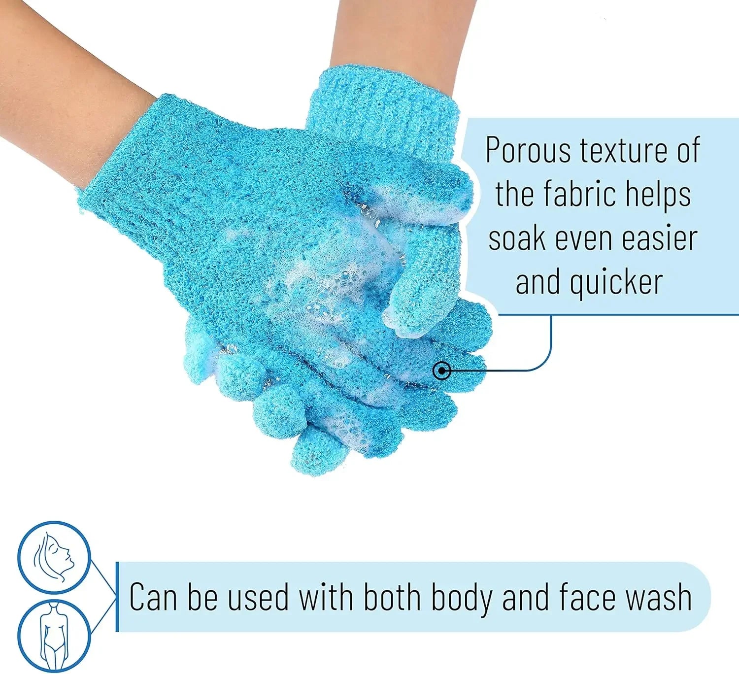 5/10 New Pieces Exfoliating Bath Gloves Double Sided Bath Gloves for Beauty Spa Massage Skin Shower Scrubber Bathing Accessories