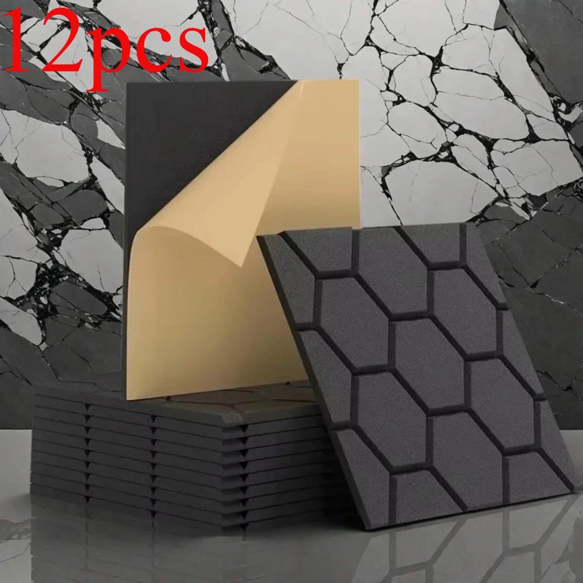 Honeycomb Felt Wall Panels Self-Adhesive Soundproof Tiles Peel &amp; Stick Noise Reduction for Home Office Nursery Acoustic Wall