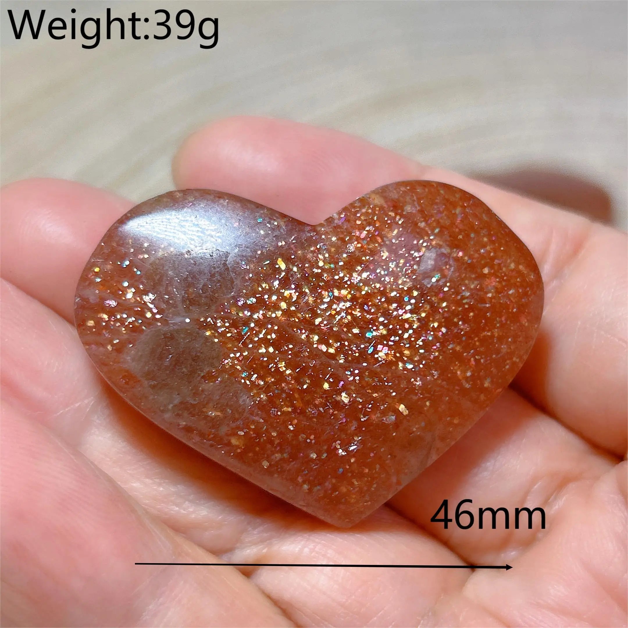 Natural Sunstone Heart Shaped Healing Decoration