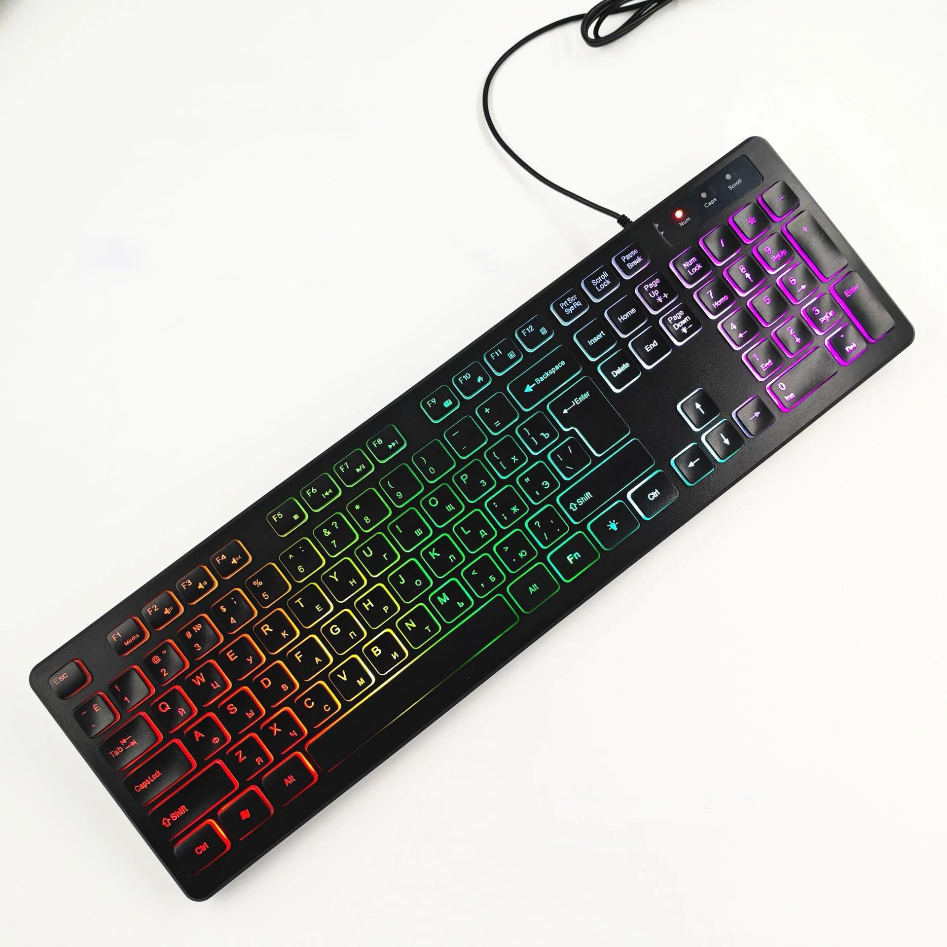 Wired RGB Gaming Mechanical Keyboard, LED Lights, Super Quiet