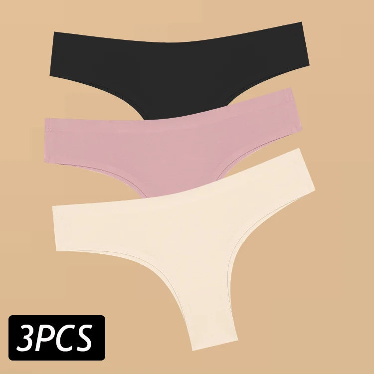 Set of 3 Sexy Ice Silk Low-Waist Ultra-Thin Women's Panties