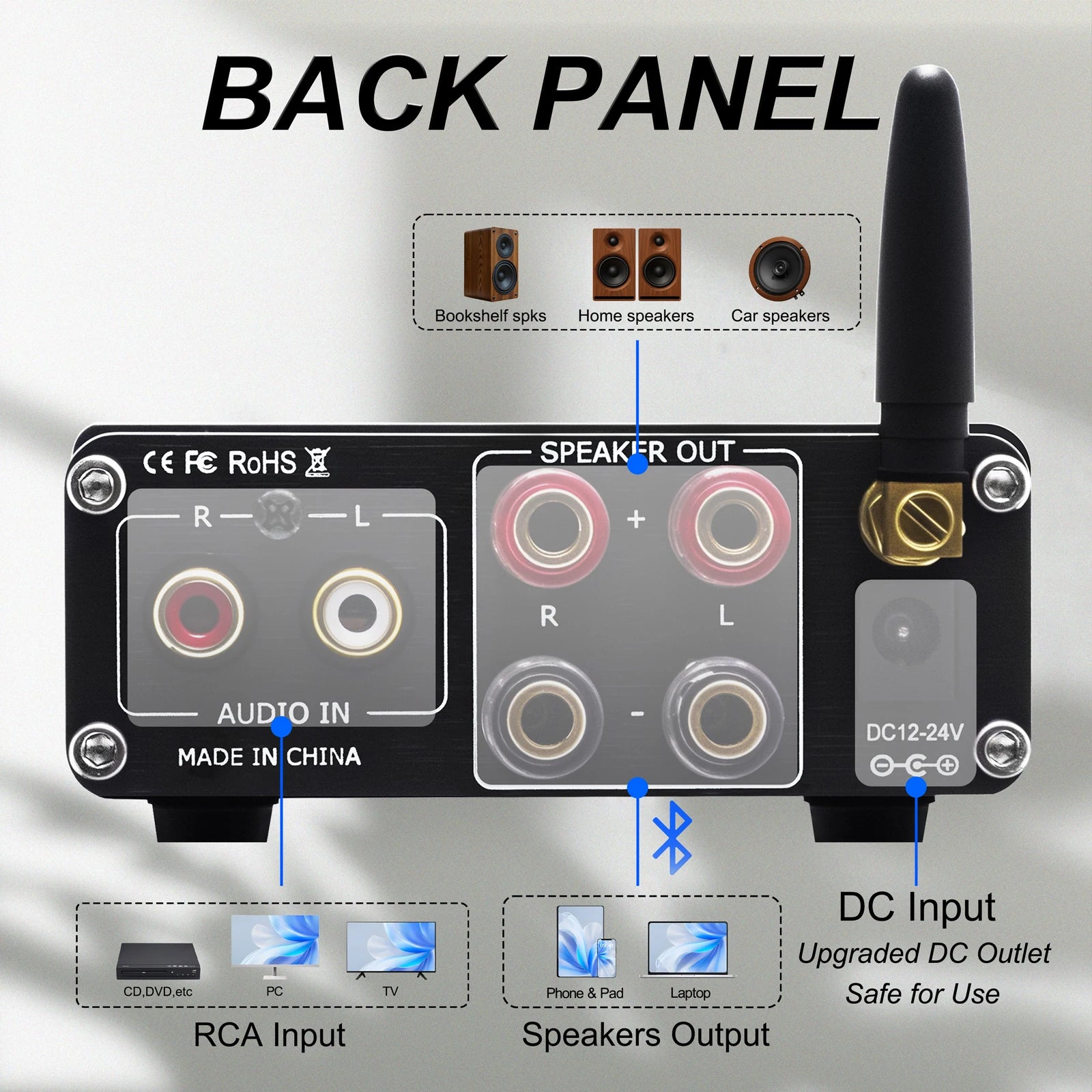 Ampli Woopker 100W 2.0 Bluetooth 5.0 Âm Bass Treble - Daisan Mart