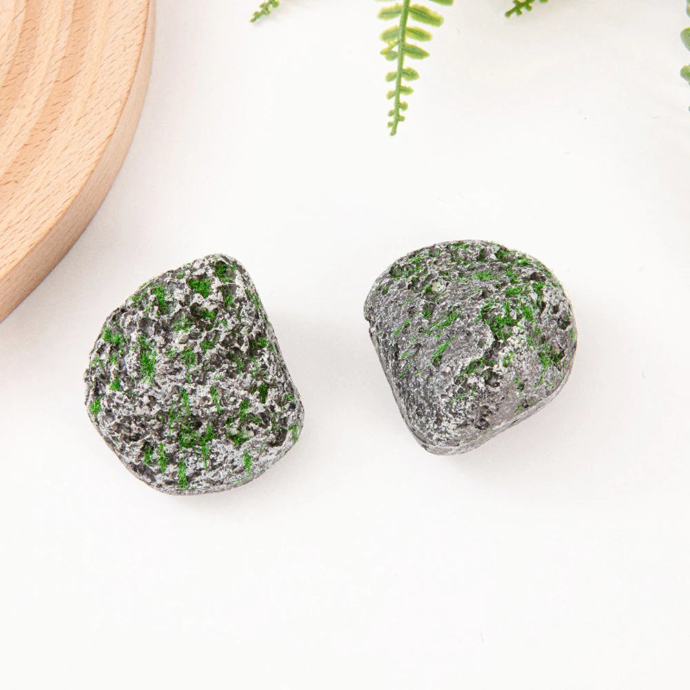 Set of 10 Moss Stone Blocks for Garden Decoration
