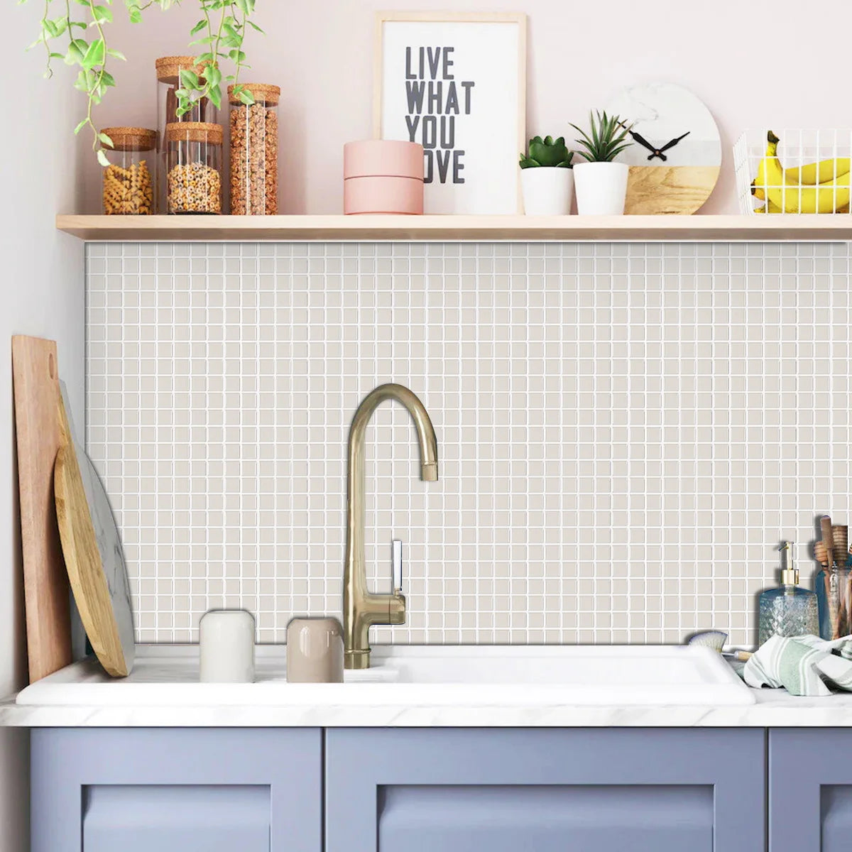 Gạch Dán Tường 3D Xám Nhạt - Vividtiles DIY Nhà Bếp