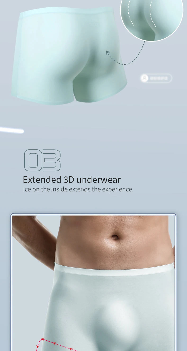 3D Ice Silk men's sports underwear, cool summer