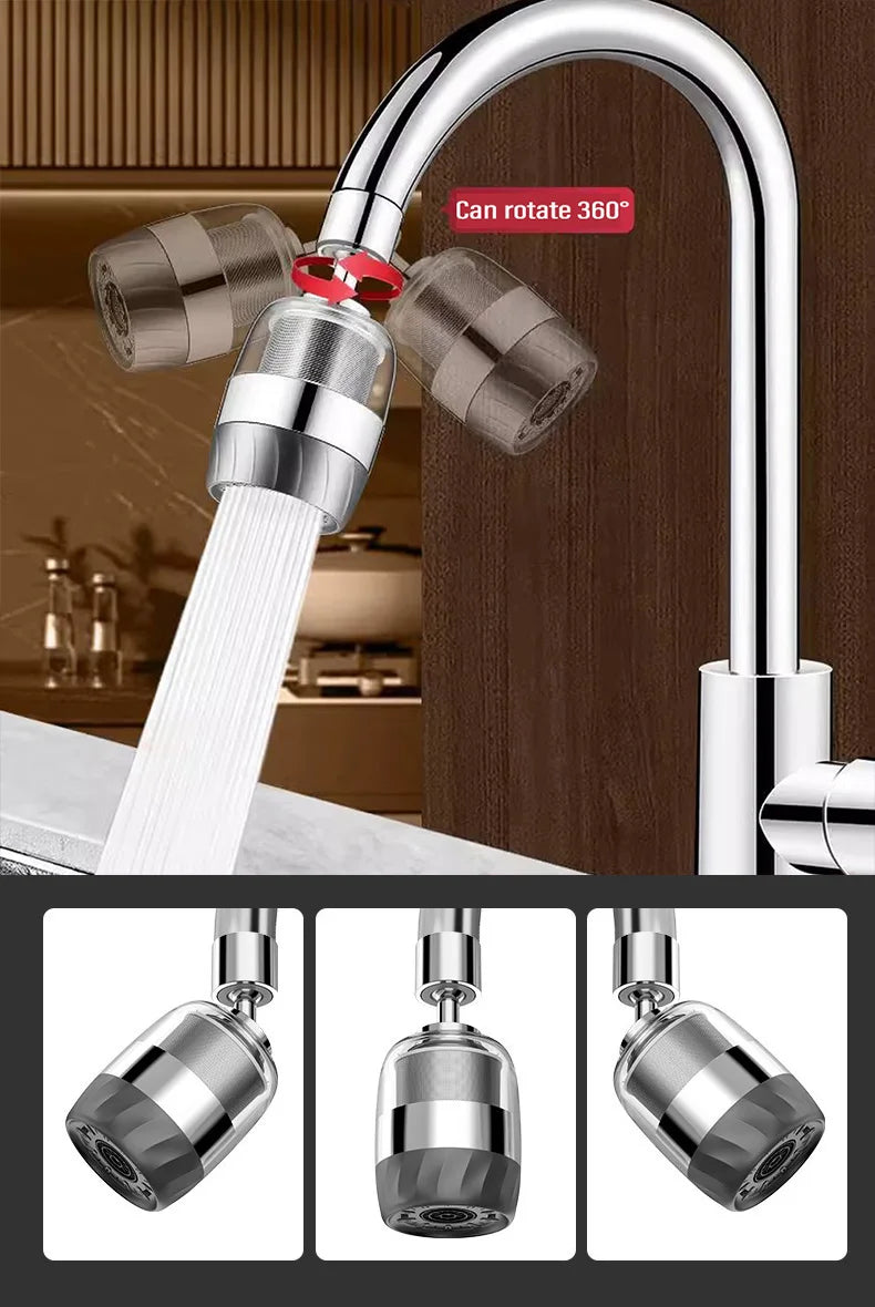 3-Mode Stainless Steel Faucet 360° Rotation Dual Filter Kitchen