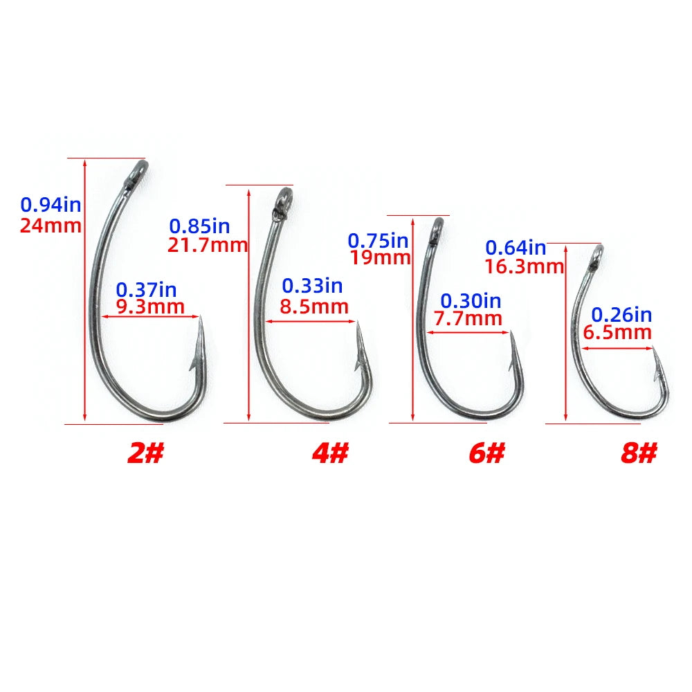 Lưỡi Câu Cá Chép HIRISI Thép Carbon, Dây Bện, Có Ngạnh