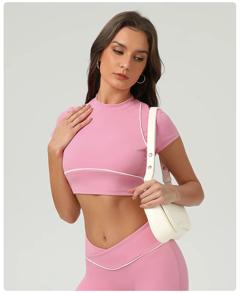 Women's Yoga Top: Women's Short Sleeve Push Up Sports Top