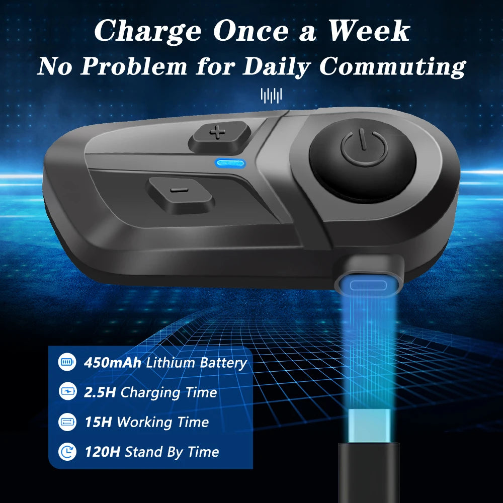 Wireless Bluetooth 5.3 Headset for Motorcycle Helmet