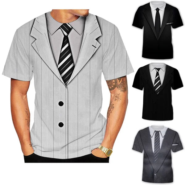 Áo Thun Nam Hè Hài Hước 3D Vest Nơ In Hình Thời Trang