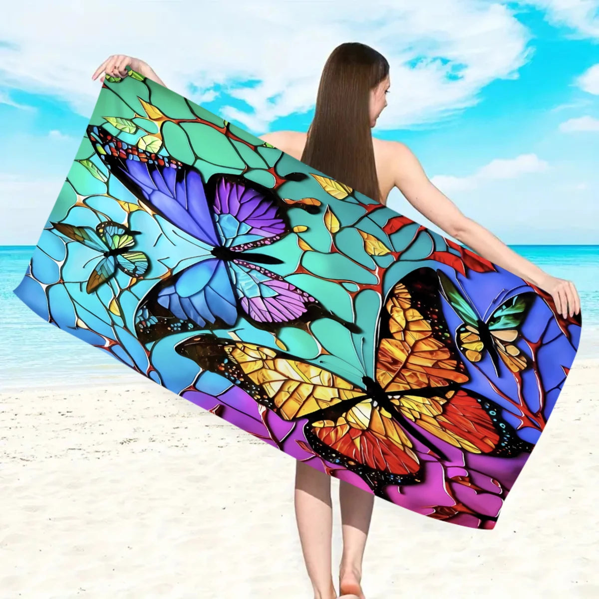 Khăn Tắm Bướm Boho Mancharo Hoa Văn Dân Tộc