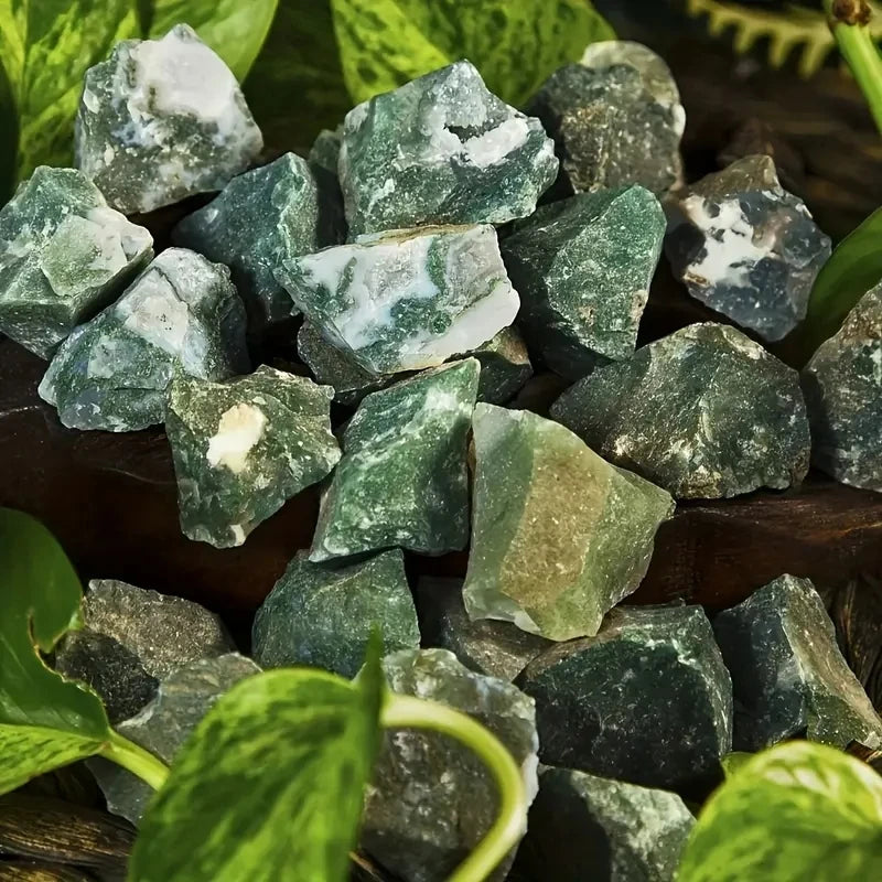 Natural Moss Agate Stone for Decoration, Wire Wrapping, Fountain Making