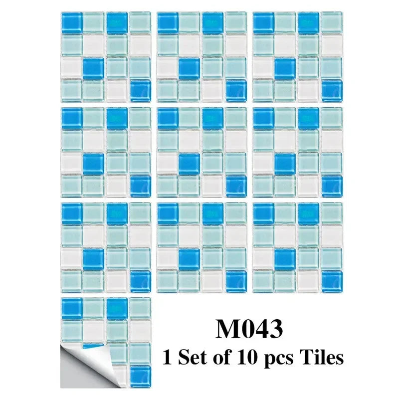 10pcs/set Marble Mosaic Tiles Wall Sticker Transfers Flat Covers for Kitchen Bathroom Stitching Stickers Self-adhesive Removable