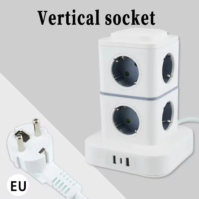 Ổ Cắm Đứng 12 Ổ 4 USB Dây 1.8m Bảo Vệ Quá Tải - Daisan Mart