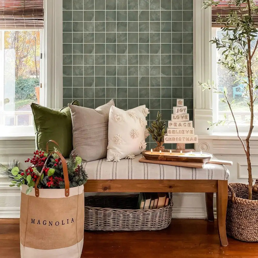 3D Blue Waterproof Self-Adhesive Kitchen Wall Tiles