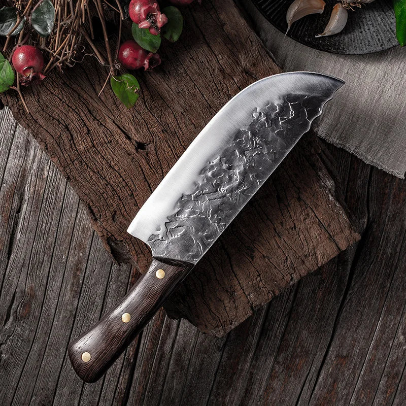 7.6inch Handmade Forged Kitchen Knife Butcher Meat Chopping Cleaver Chinese Chef Knife 5CR15 Stainless Steel - Daisan Mart