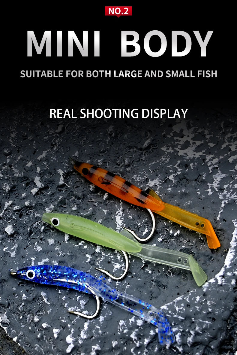 Afishlure Pesca Eel Soft Fishing Lure Glow Soft Bait with Hook Sea Fishing Tackle Raglou Fishing Lure 3pcs 55mm