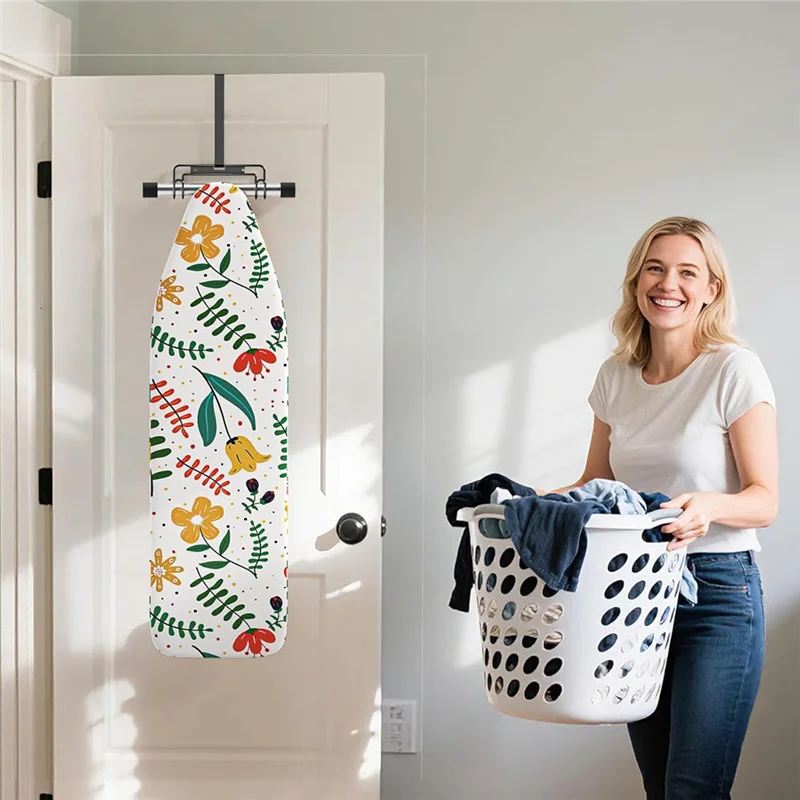 Ironing Board Hanger With Removable Hook, Over The Door&amp; Wall Mount Ironing Board Holder Organizer Wall Rack