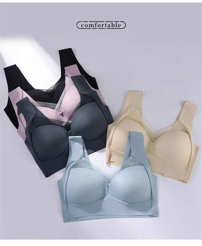 Áo Ngực Nữ Không Đường May Ren Đẩy Nâng Plus Size